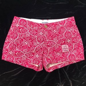 Old Navy Red Print Cotton 4 Pocket Shorts Sz 2